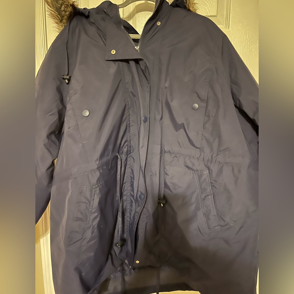 3X Dark Blue Coat Woman Within